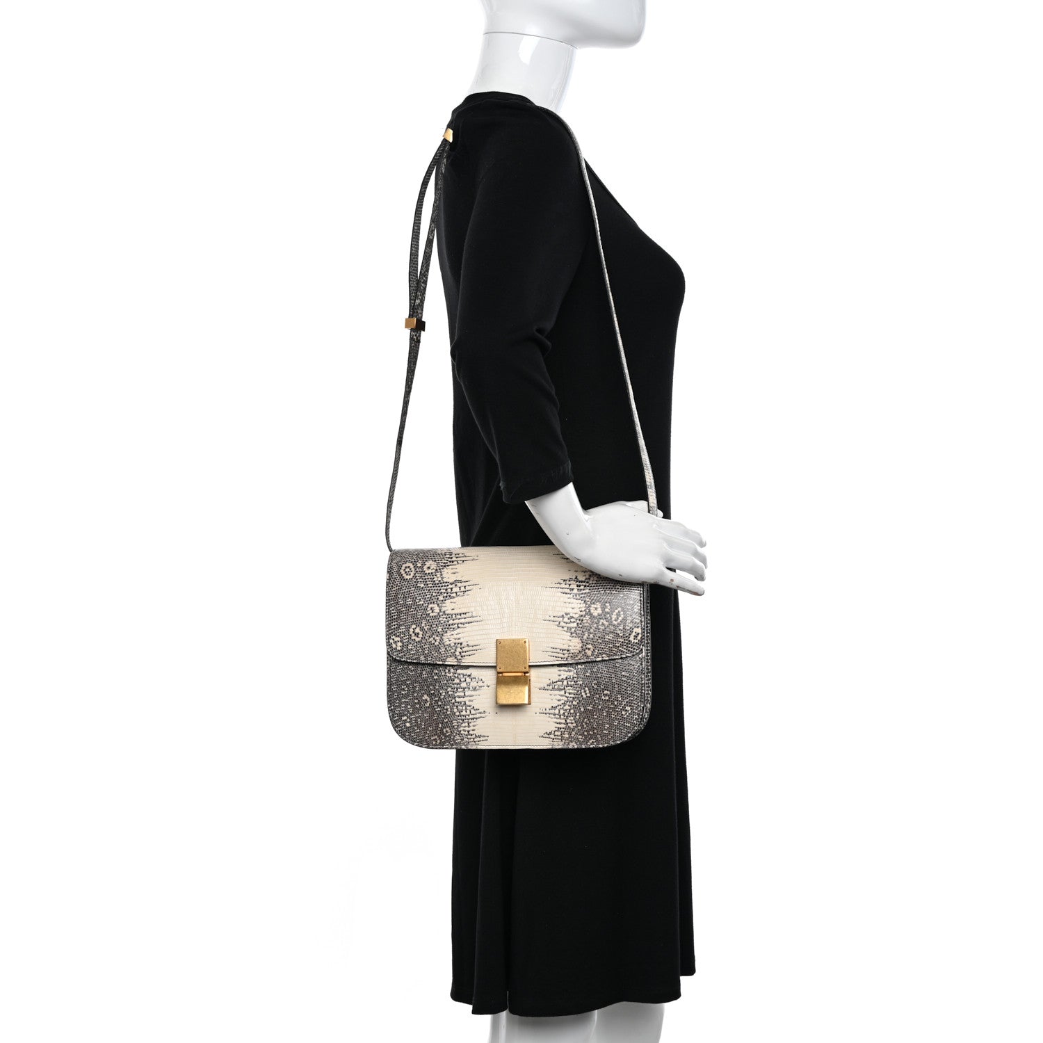 Celine Lizard Medium Classic Box Flap Bag Natural 2 of 9