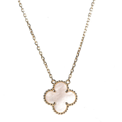 Van Cleef & Arpels 18K Yellow Gold Mother of Pearl Vintage Alhambra Pendant Necklace 4 of 7