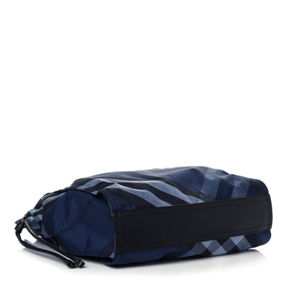 Burberry Nylon Check Small Buckleigh Packable Tote Navy Blue 3 of 15