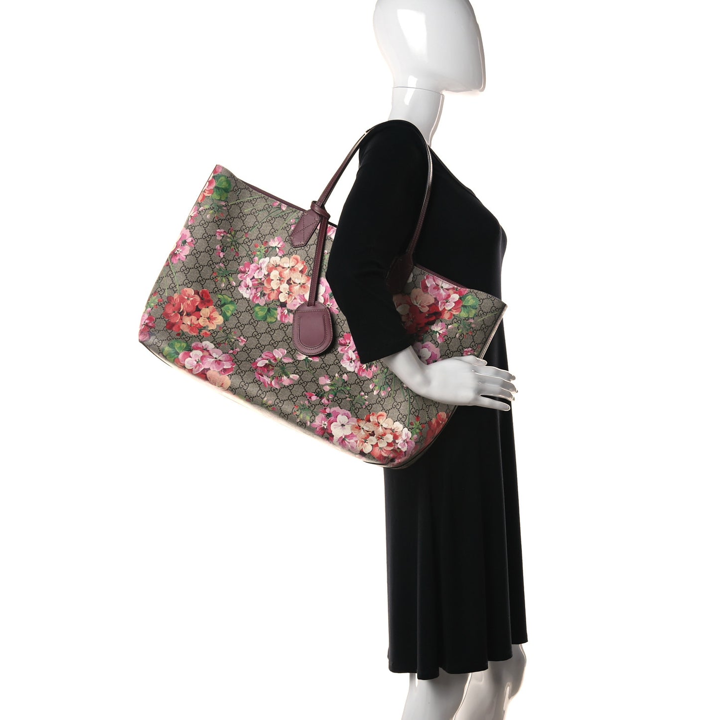GG Supreme Monogram Blooms Large Reversible Tote Beige Multicolor Dry Rose