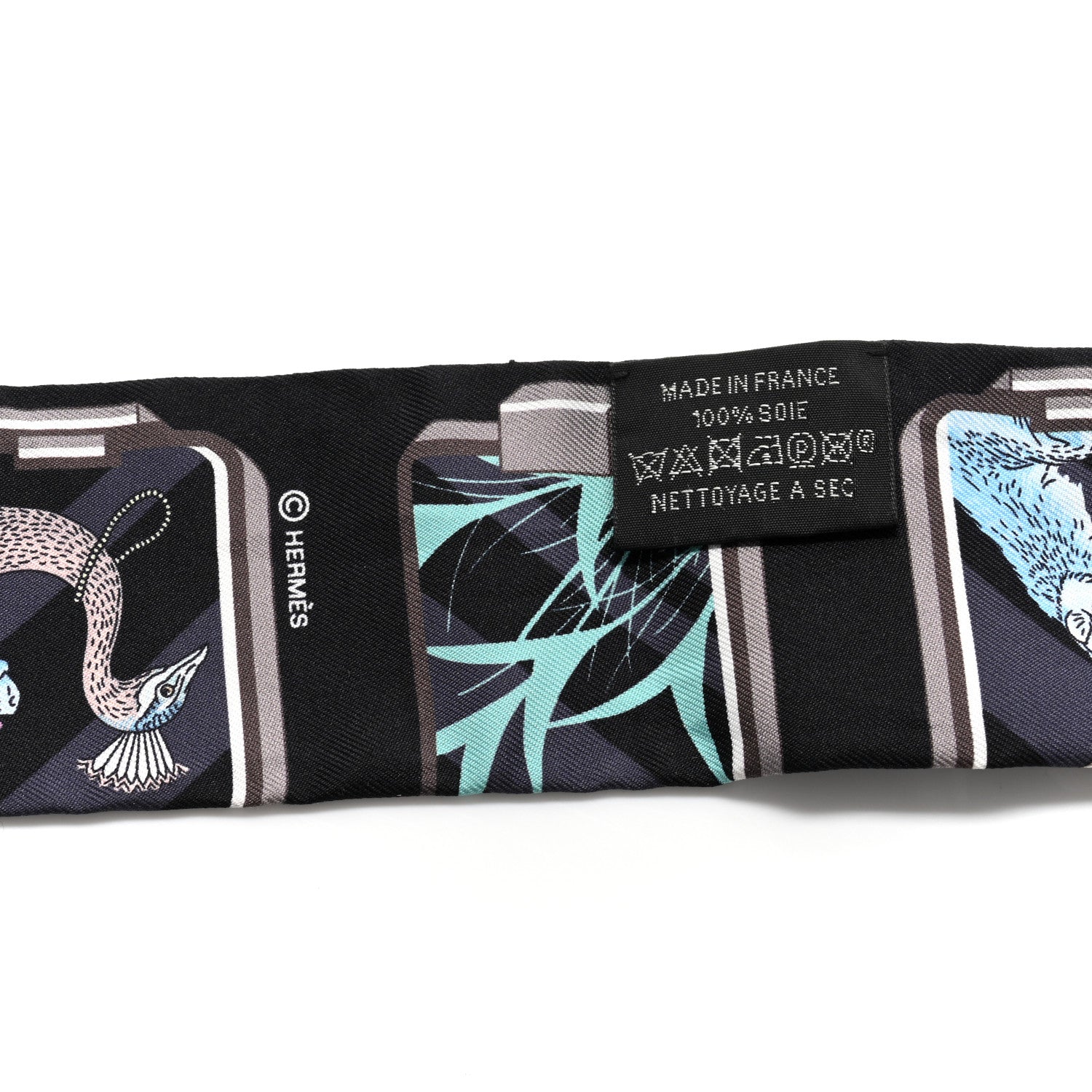 Hermes Silk Story Twilly Black Rose Gris 5 of 8