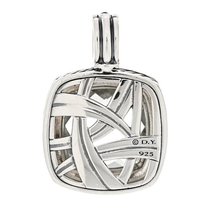 David Yurman Sterling Silver Diamond Prasiolite 17mm Moonlight Ice Enhancer Pendant 3 of 6