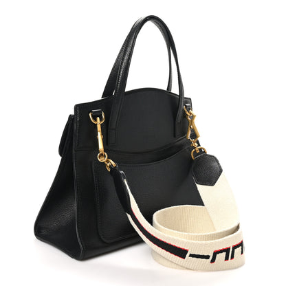 Gucci Grained Calfskin Web Crystal Butterfly Stripe Medium Totem Top Handle Bag Black 3 of 10