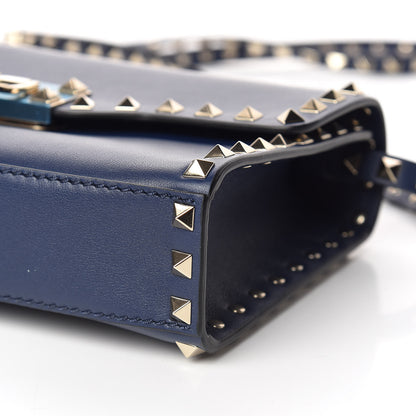 Valentino Garavani Vitello Medium Rockstud Flip Lock Crossbody Bag Pure Blue 6 of 8