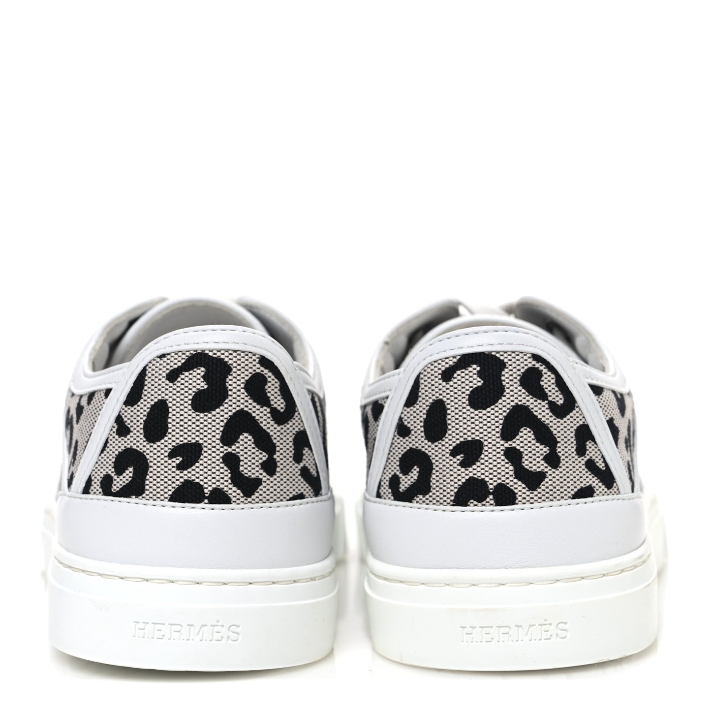 Canvas Calfskin Leopard Get Sneakers 36.5 Prunoir White