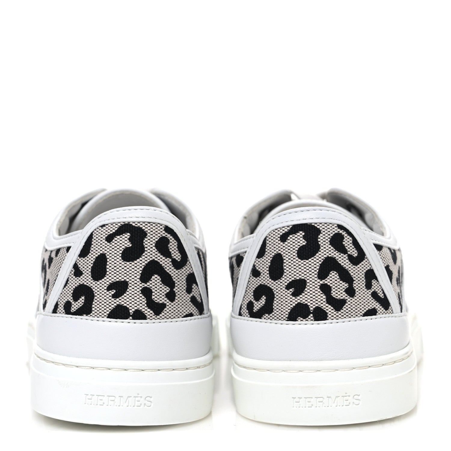 Hermes Canvas Calfskin Leopard Get Sneakers 36.5 Prunoir White 6 of 10