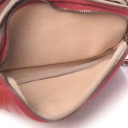 Gucci Calfskin Matelasse Mini GG Marmont Chain Crossbody Bag Hibiscus Red 7 of 12