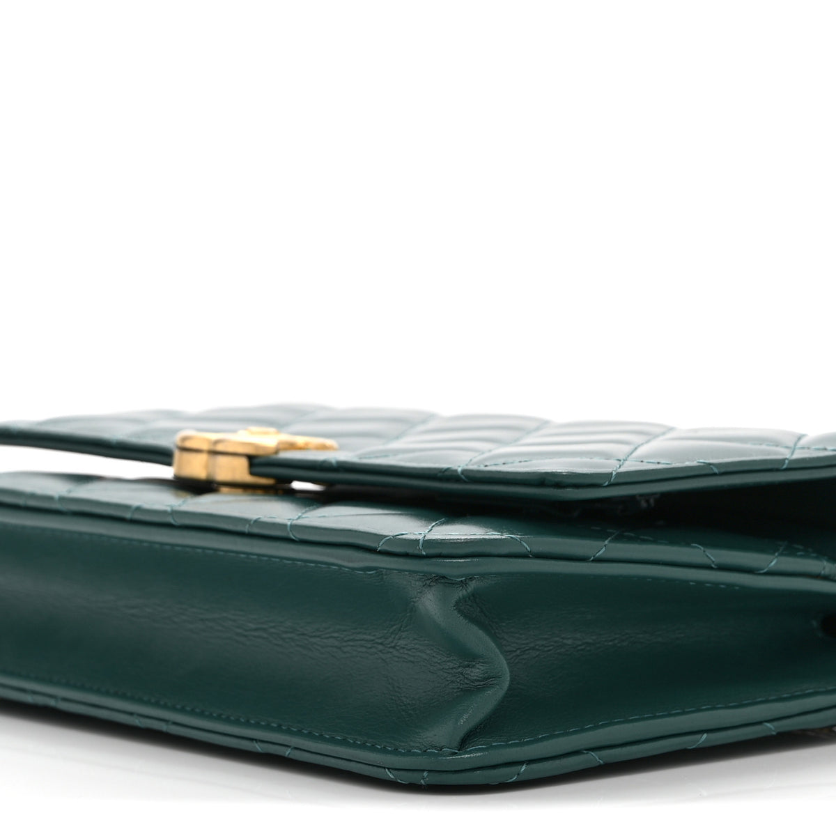Calfskin Quilted Perfect FIt Wallet On Chain WOC Green