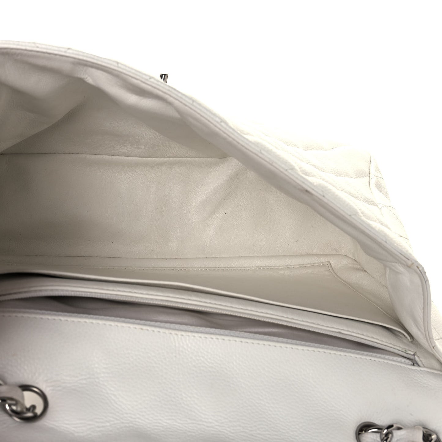 Caviar Quilted Jumbo Single Flap White