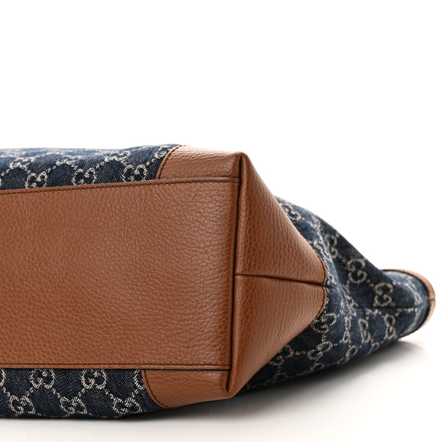 New Denim GG Monogram Medium Ophidia Shopping Tote Blue Tea Cuir