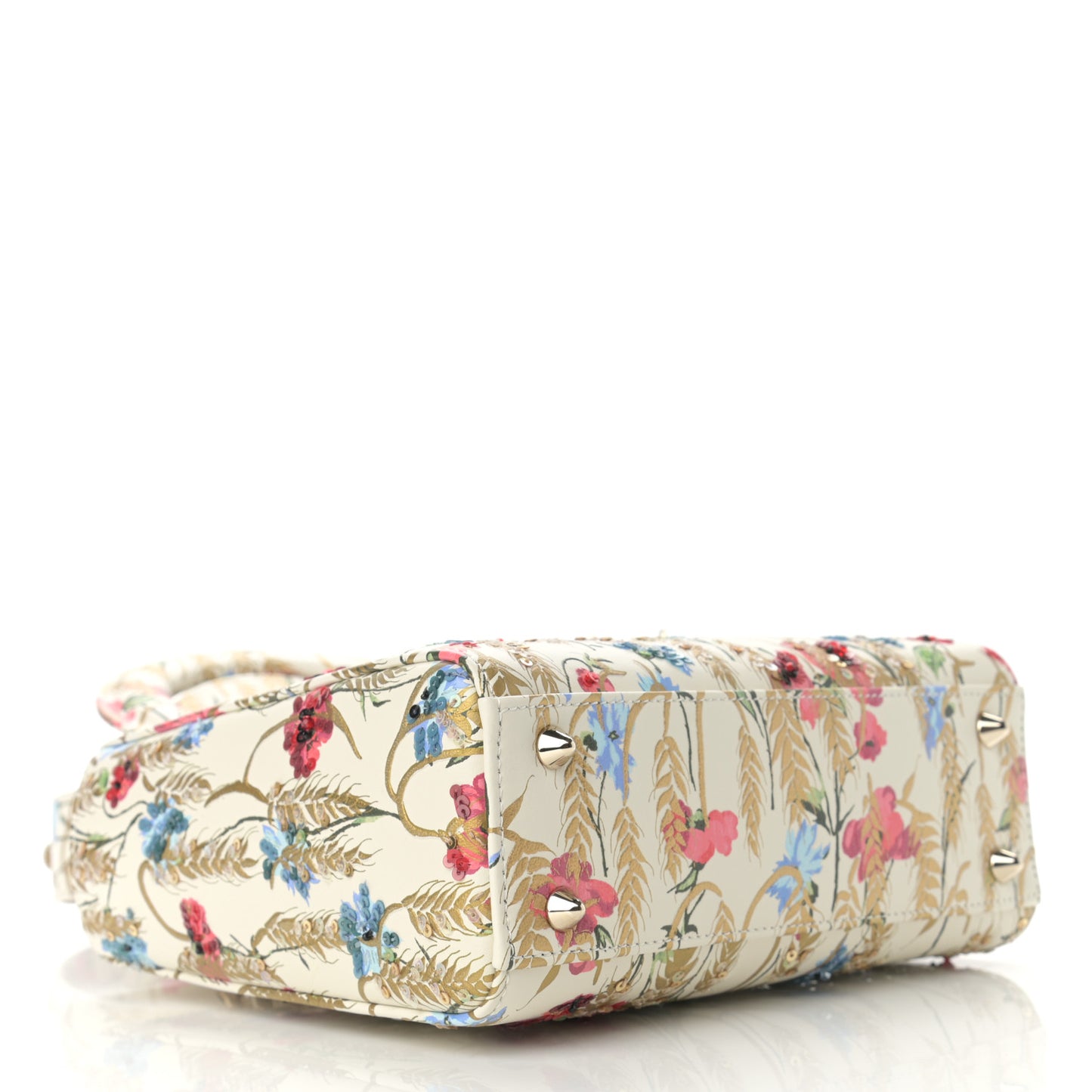 Calfskin Hibiscus Printed Embroidered My ABCDior Lady Dior Beige Multicolor