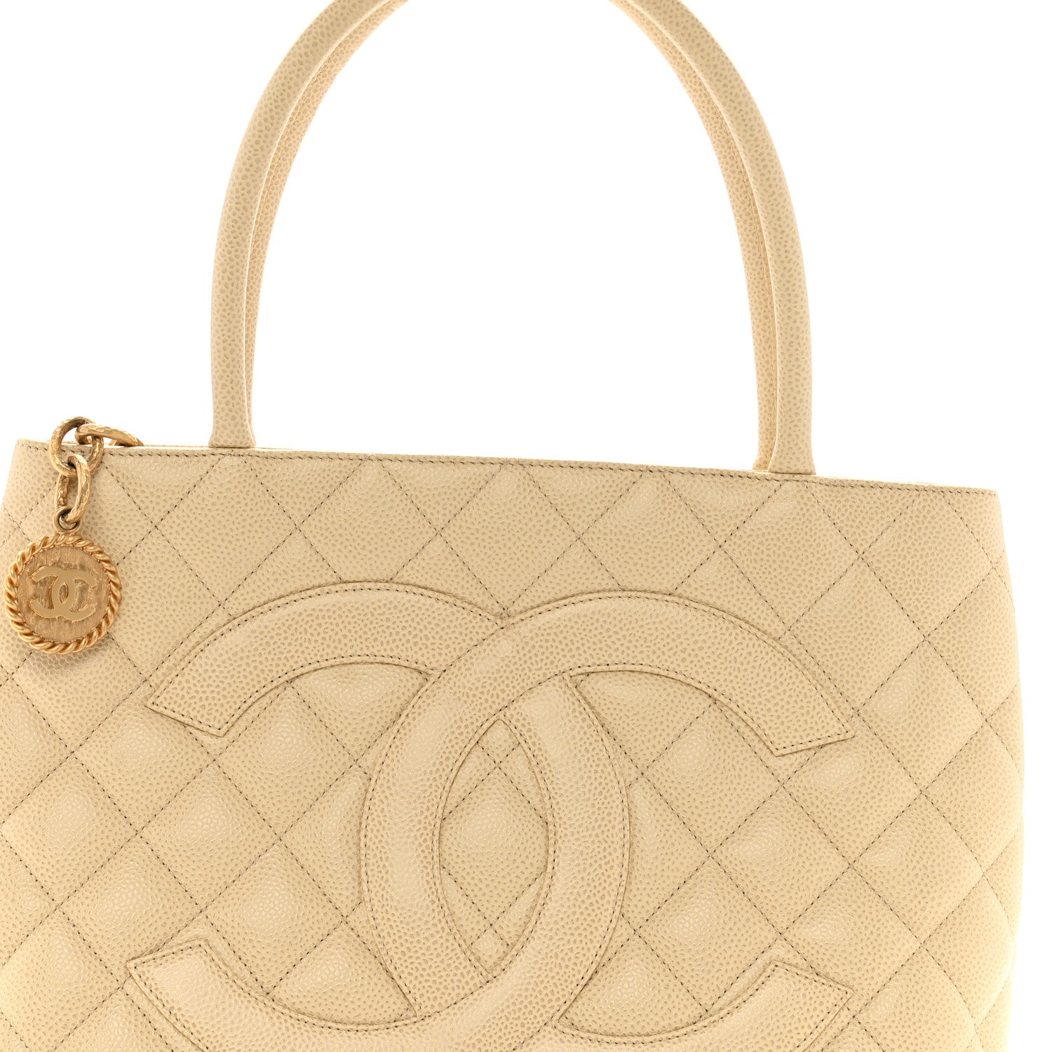 Chanel Caviar Quilted Medallion Tote Light Beige 8 of 15