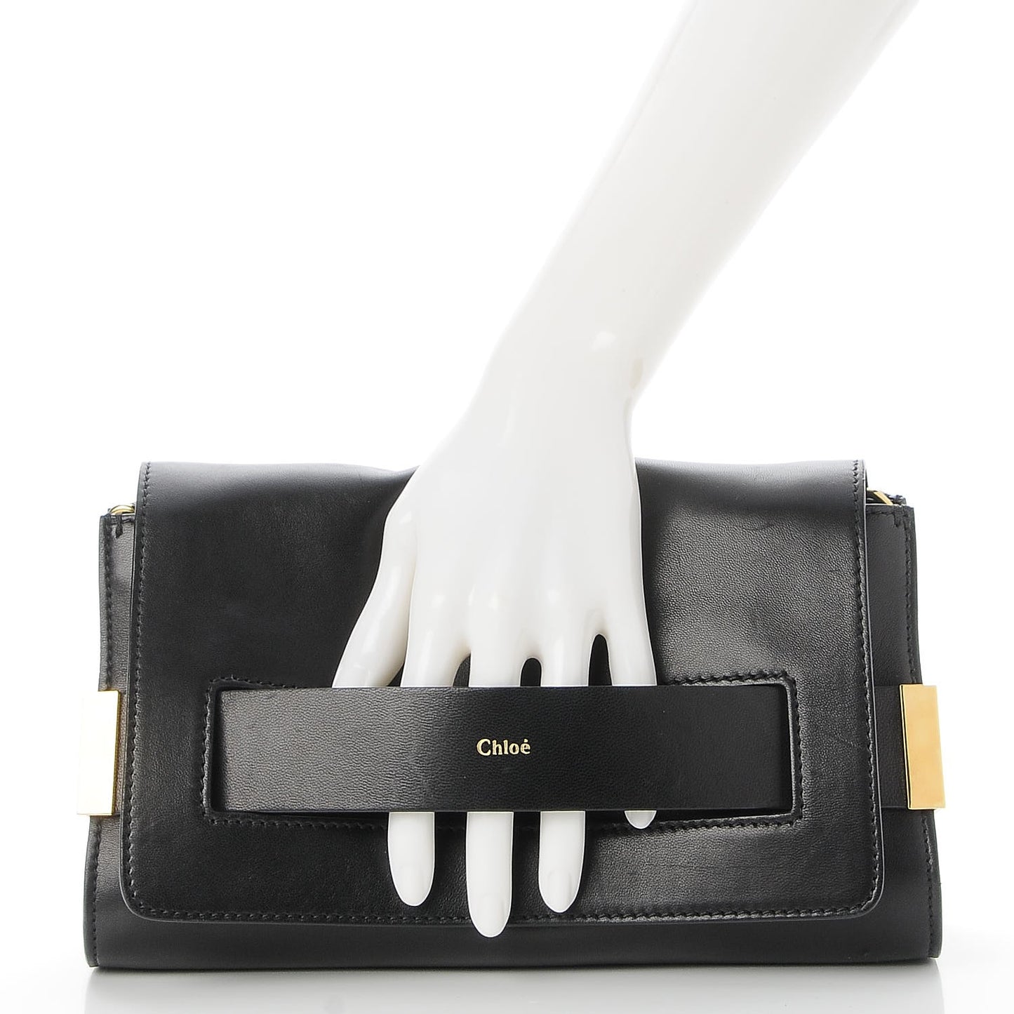 Lambskin Medium Elle Chain Clutch Black