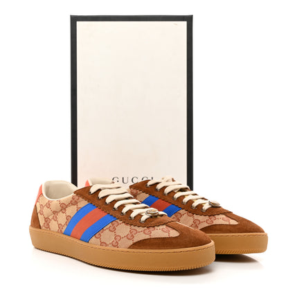 Gucci GG Monogram Suede Web Mens G74 Sneakers 11 Beige Ruggine Cuir 2 of 9