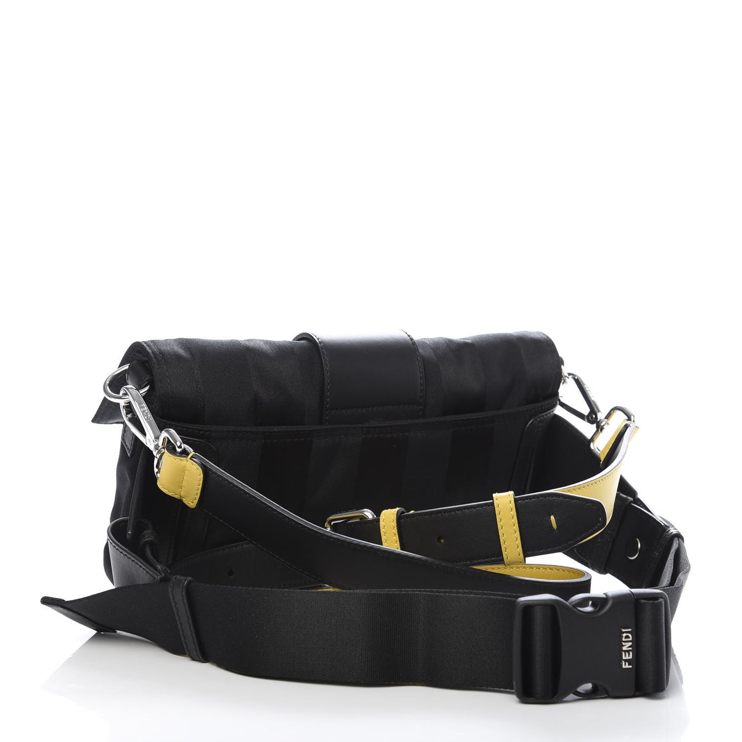 Recycled Nylon Vitello Grace Light Pequin Logo Puffer Belt Baguette Bag Black Sunflower