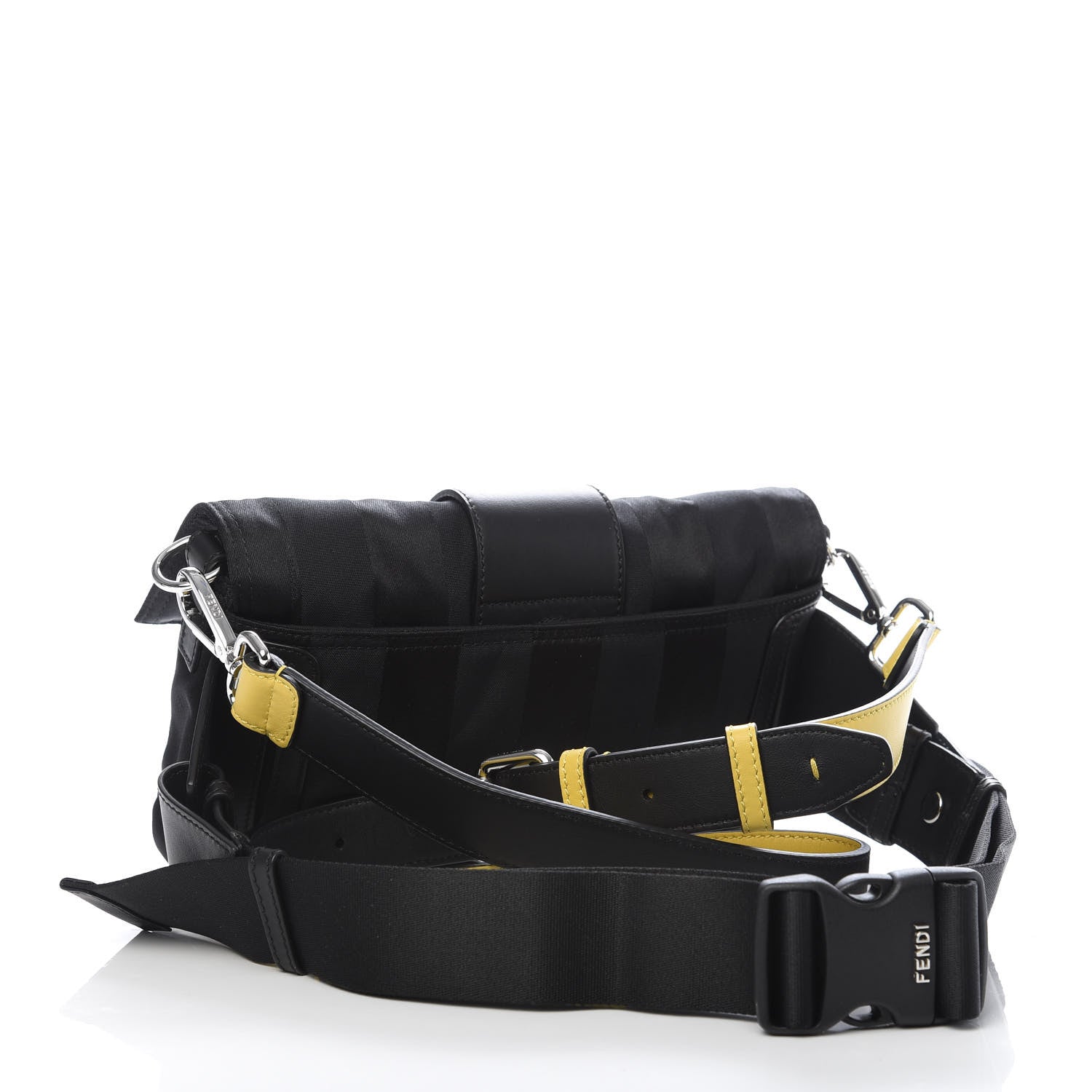 Fendi Recycled Nylon Vitello Grace Light Pequin Logo Puffer Belt Baguette Bag Black Sunflower 3 of 9
