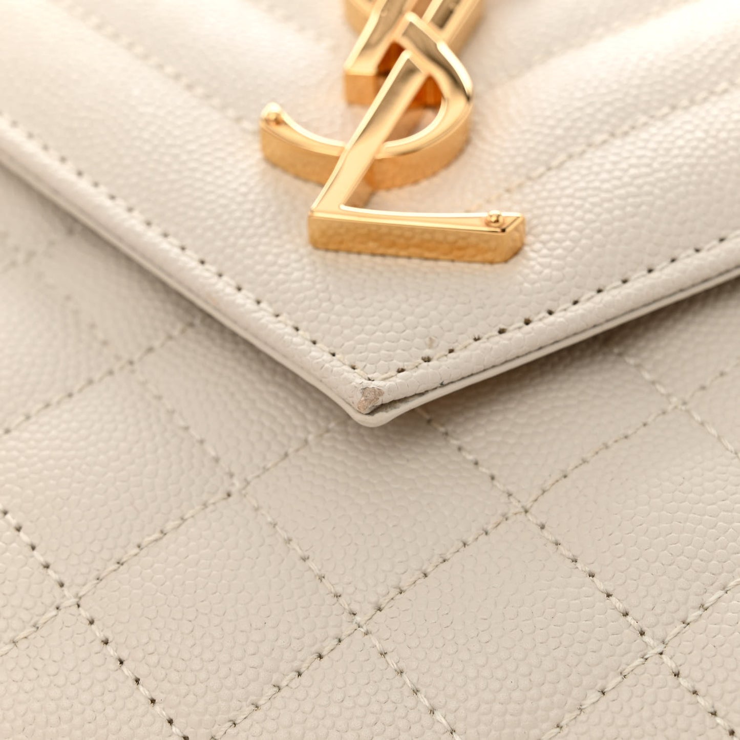 Grain De Poudre Textured Mixed Matelasse Medium Triquilt Monogram Satchel Crema Soft