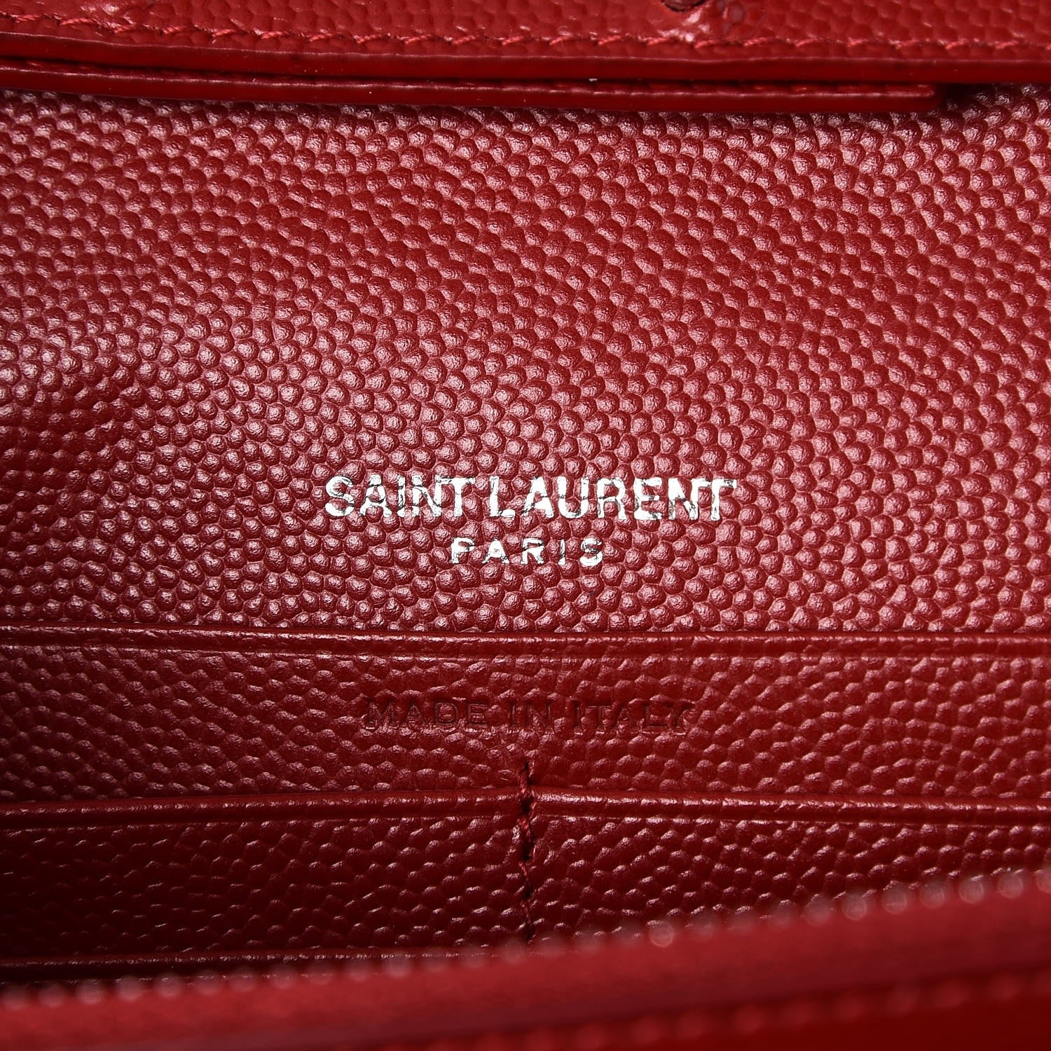 Saint Laurent Grain De Poudre Matelasse Chevron Monogram Chain Wallet Red 6 of 8