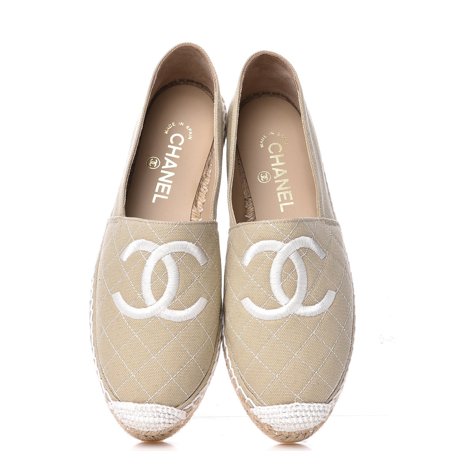 Fabric Biarritz CC Espadrilles 39 White Beige