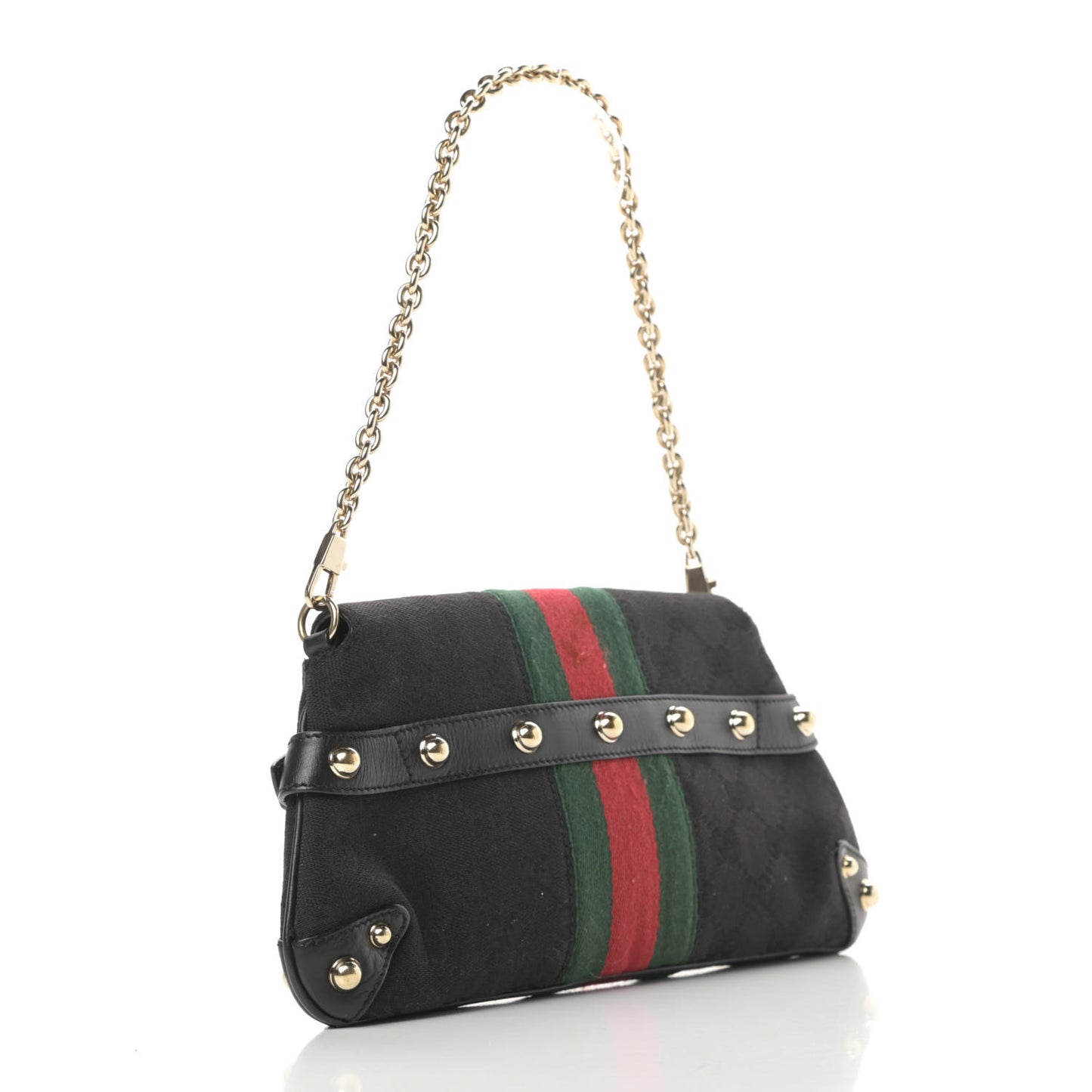 Monogram Web Horsebit Chain Clutch Black