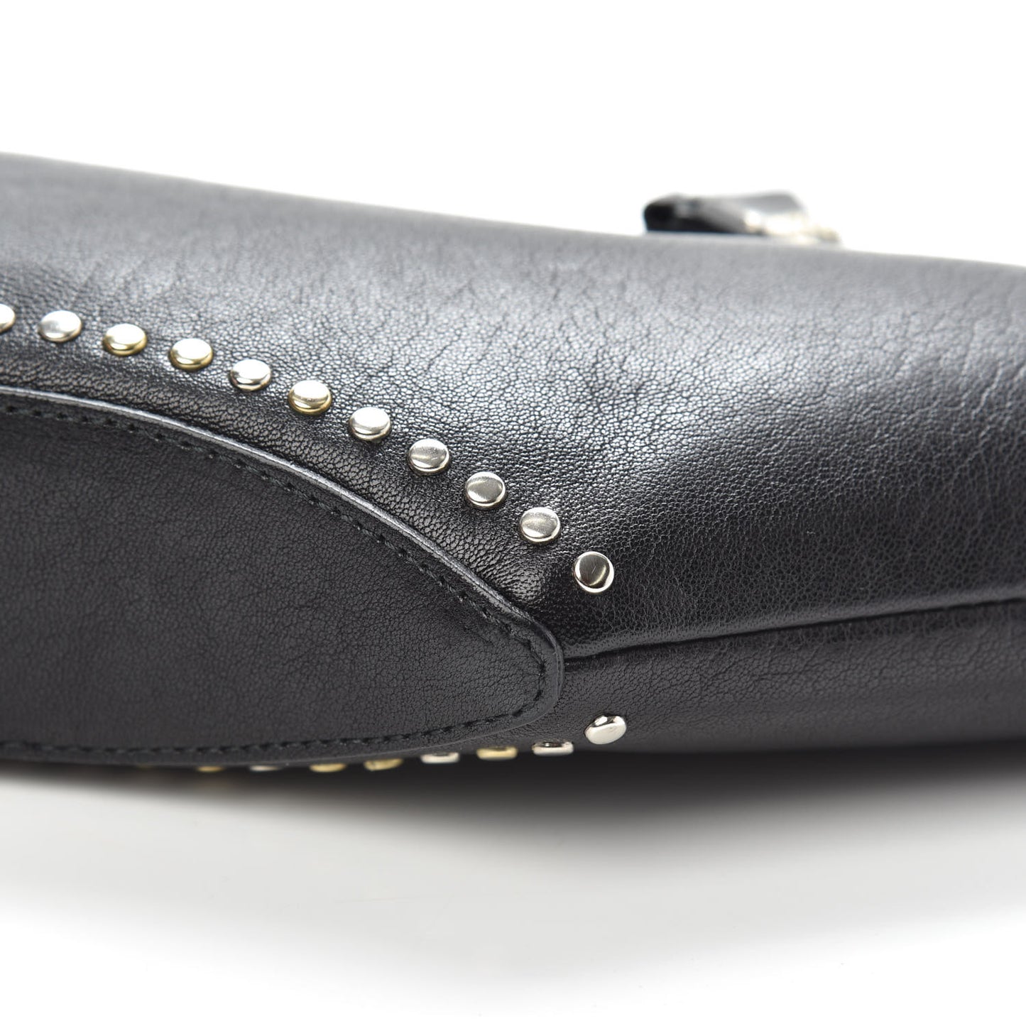 Calfskin Studded De Manta Clutch Black
