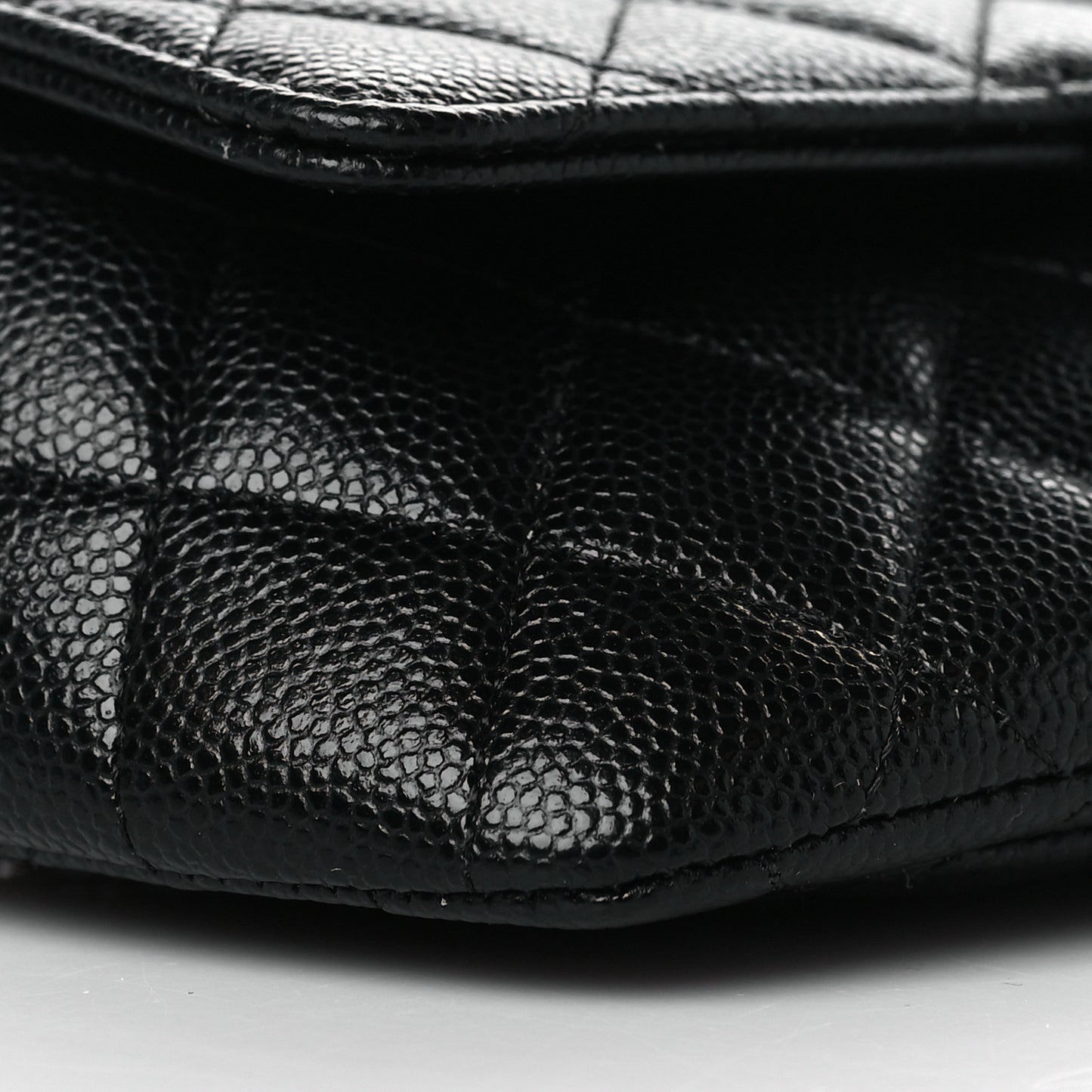 Caviar Quilted Glasses Case With Chain Black