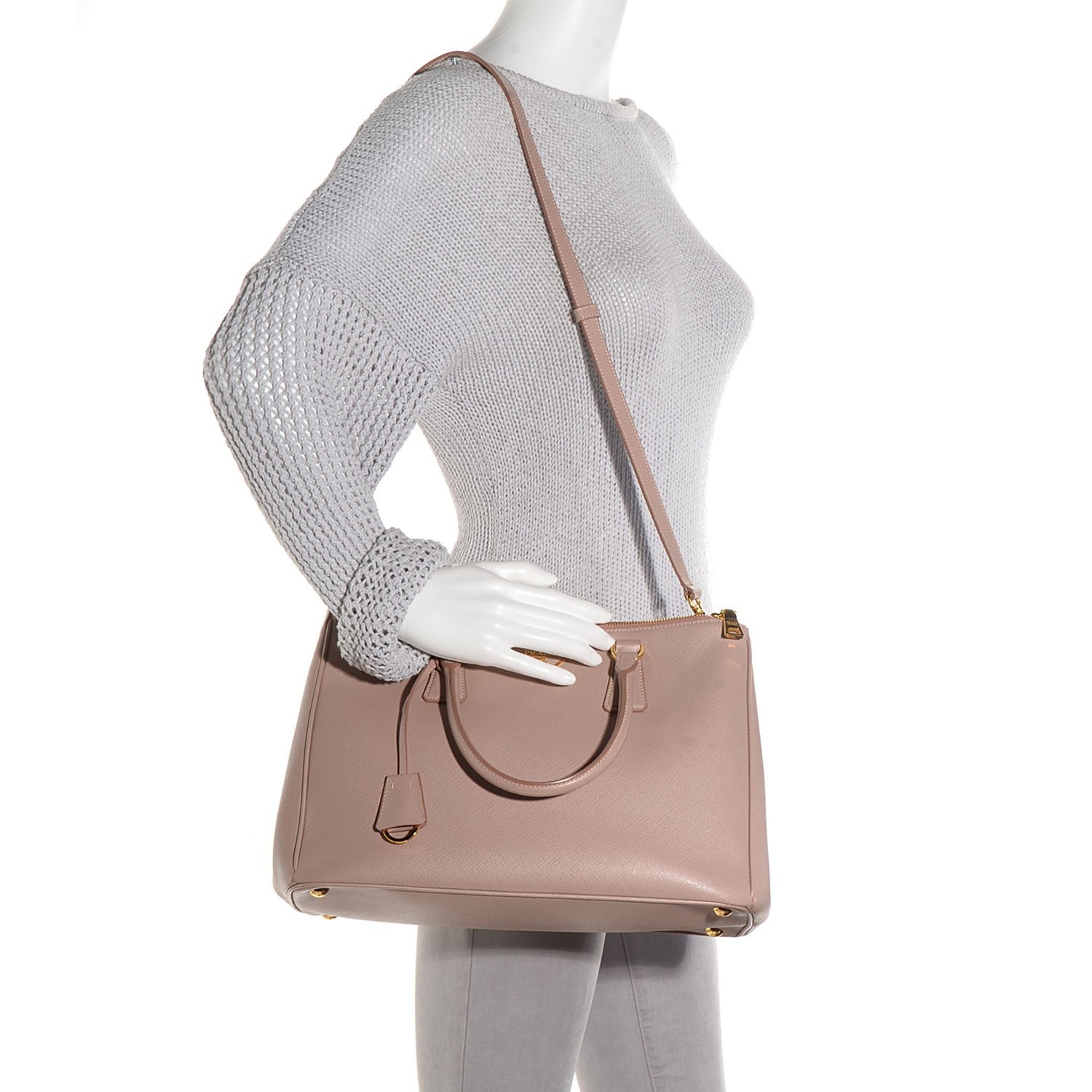 Prada Saffiano Lux Medium Double Zip Tote Cammeo 2 of 11