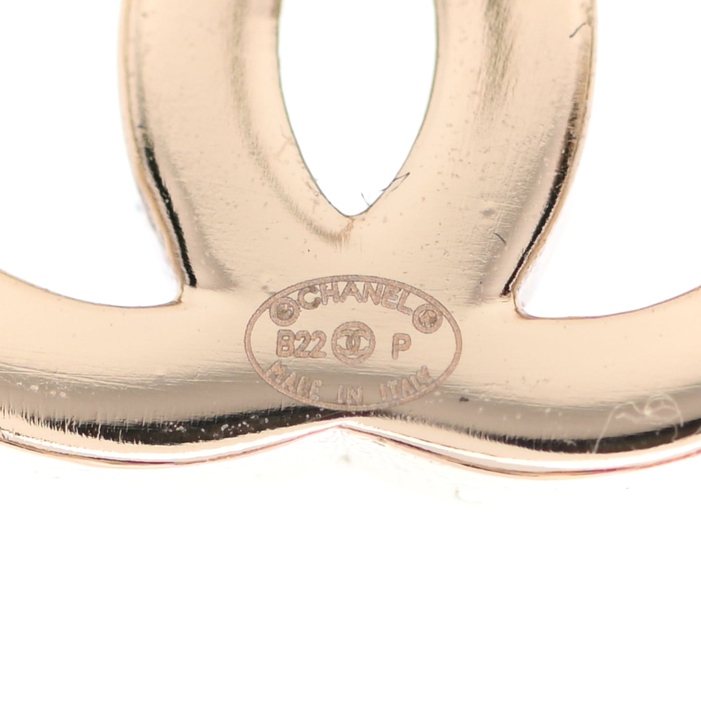 Lambskin Chain CC Round Earrings Gold Black