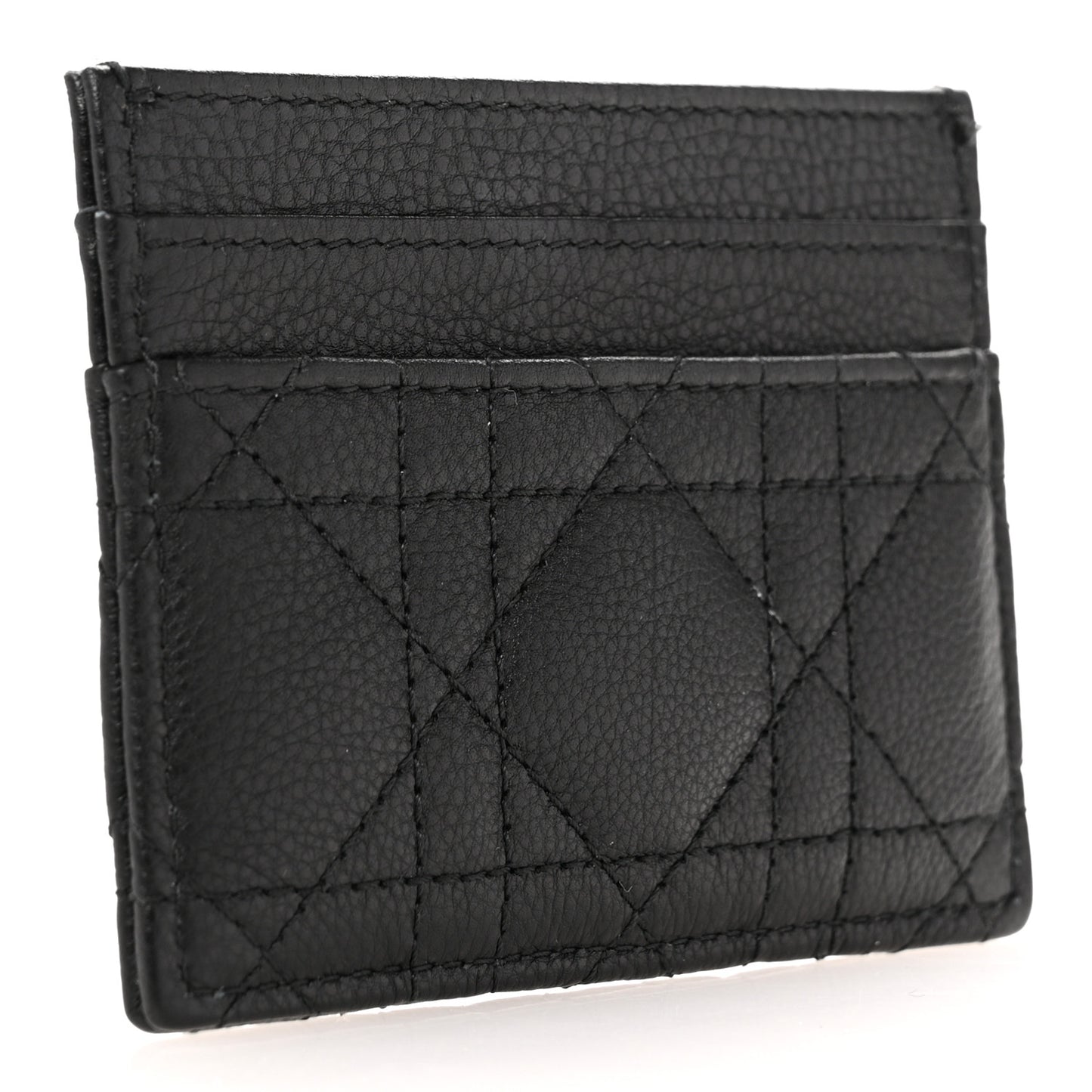 Supple Calfskin Cannage Caro Freesia Card Holder Black