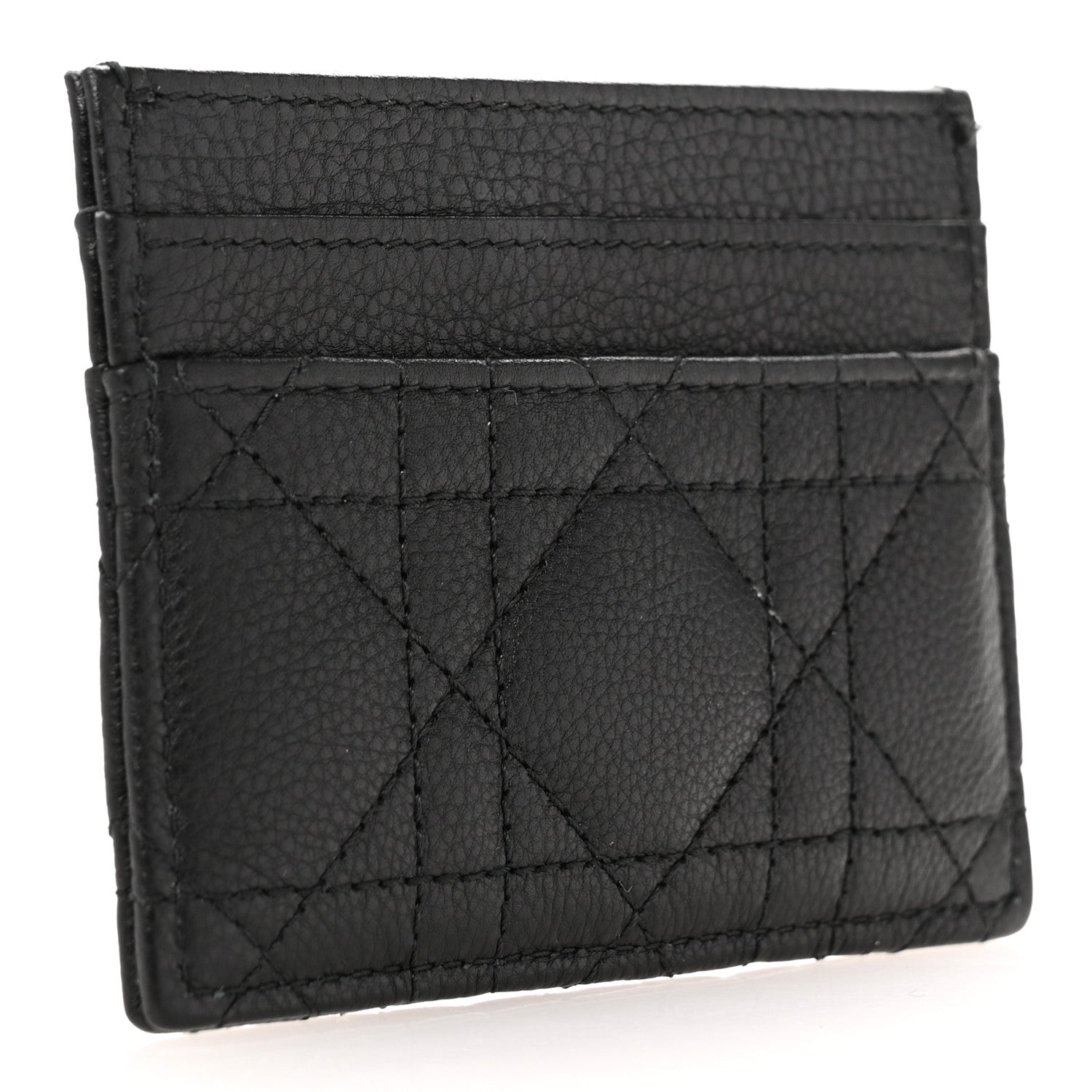Christian Dior Supple Calfskin Cannage Caro Freesia Card Holder Black 3 of 8