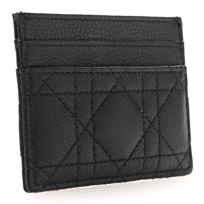 Christian Dior Supple Calfskin Cannage Caro Freesia Card Holder Black 3 of 8