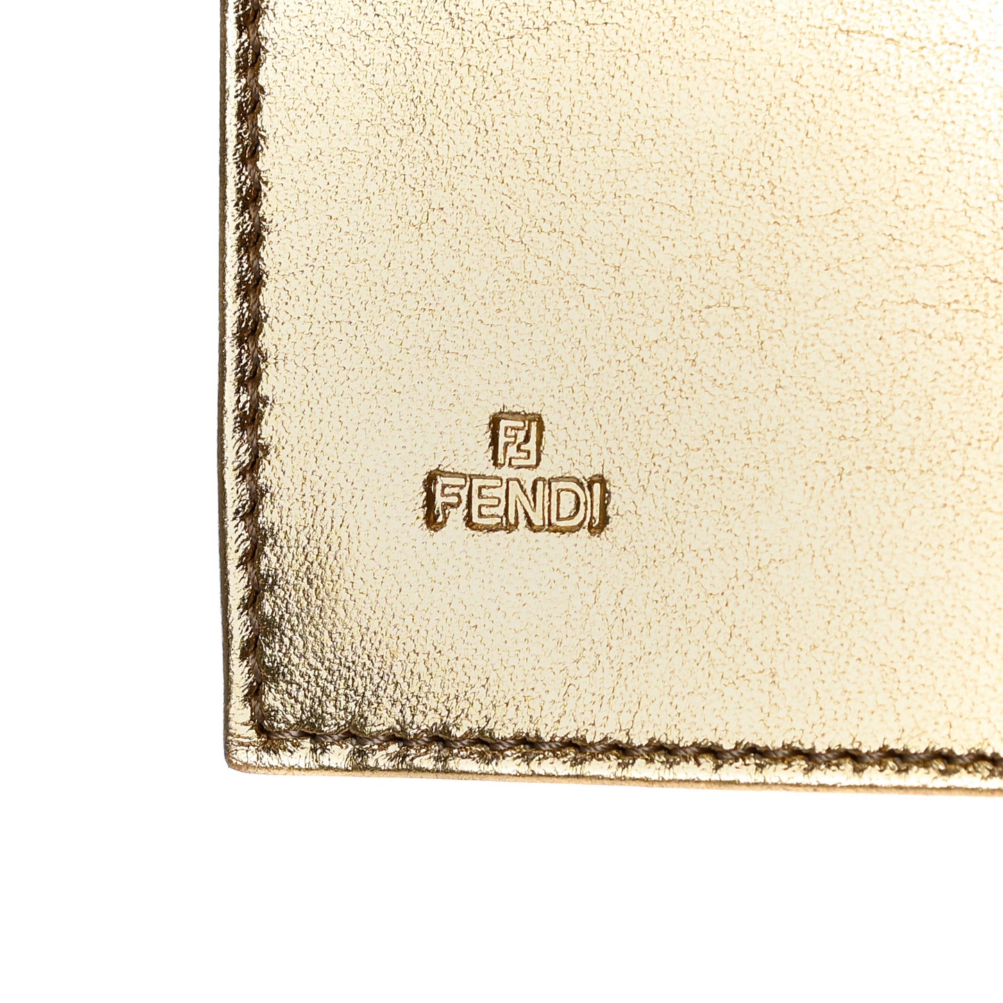 Metallic Lurex Logo Embossed Long Wallet On Chain Gold