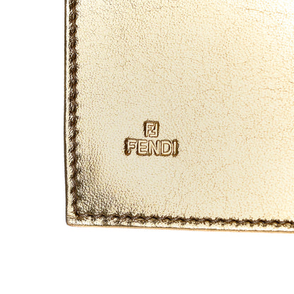 Fendi Metallic Lurex Logo Embossed Long Wallet On Chain Gold 5 of 10