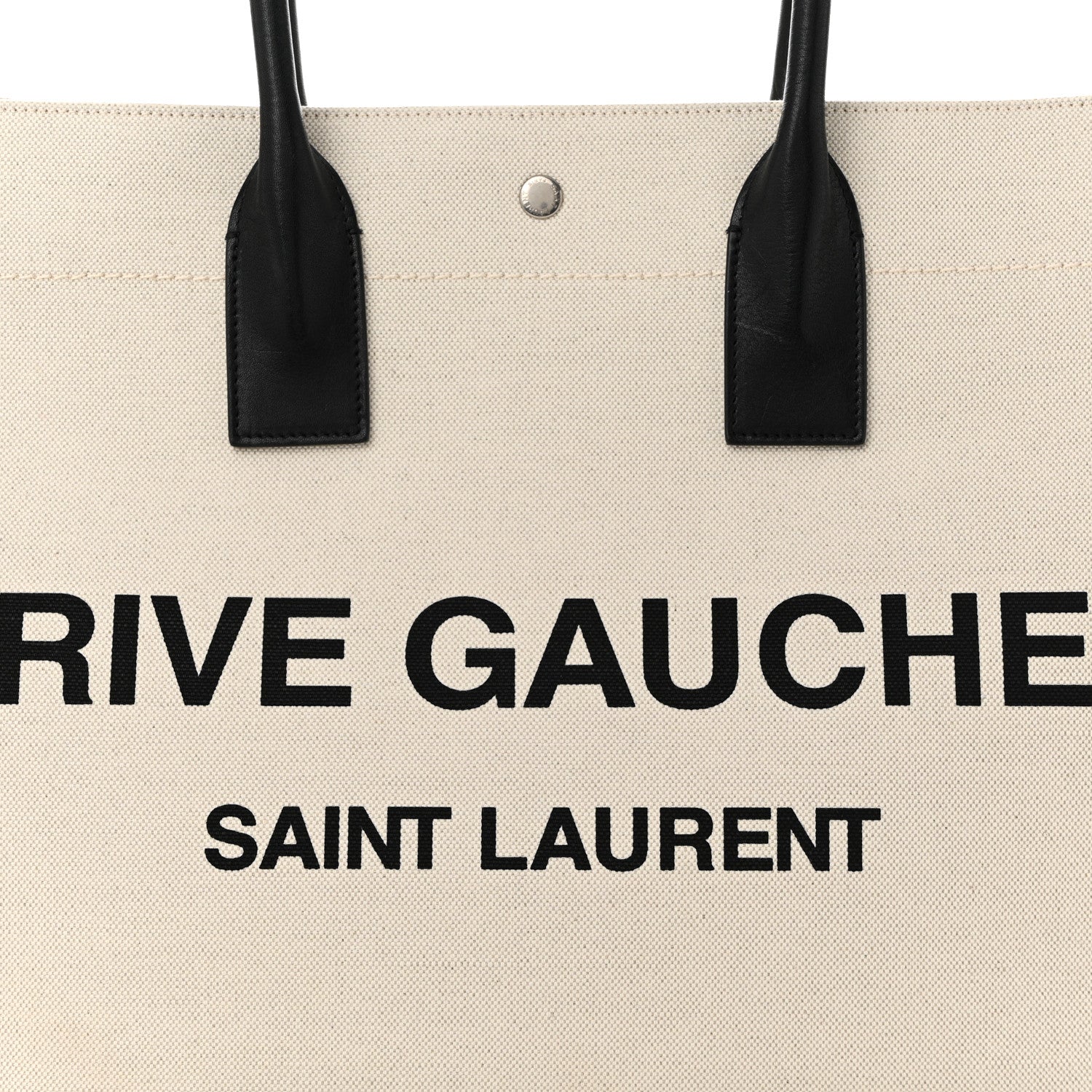 Saint Laurent Linen Calfskin Rive Gauche Tote Optic White 8 of 12