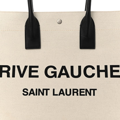 Saint Laurent Linen Calfskin Rive Gauche Tote Optic White 8 of 12