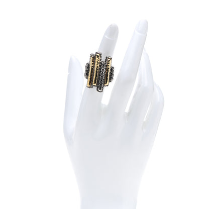 John Hardy Sterling Silver 22K Yellow Gold Hammered Palu Ring 52 6 2 of 6