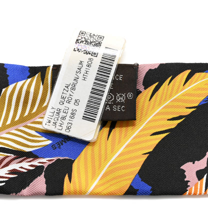 Hermes Silk Jaguar Quetzal Twilly Bleu Roy Brun Saumon 4 of 4