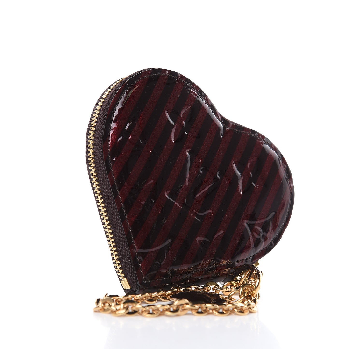 Vernis Rayures Coeur Heart Coin Purse Amarante