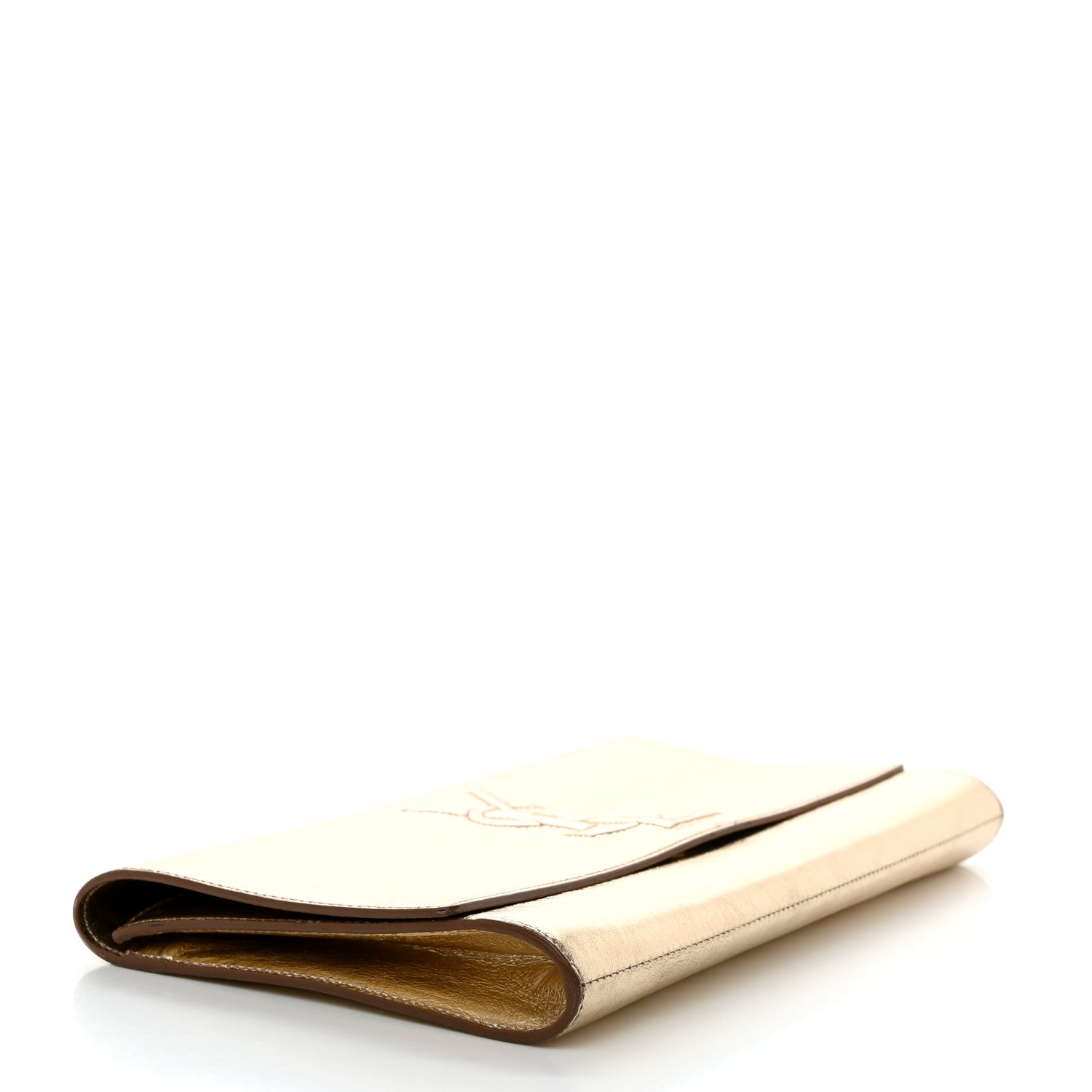 Saint Laurent Metallic Calfskin Monogram Large Belle De Jour Clutch Gold 4 of 7