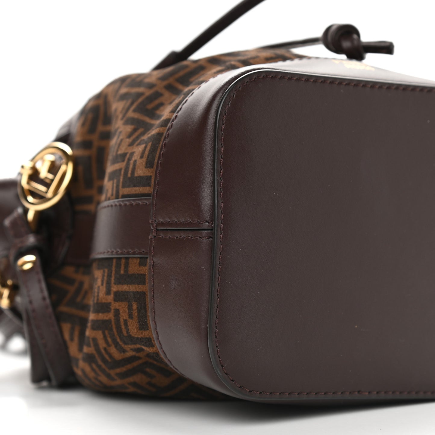 Suede Vitello King F is Fendi Micro FF Mini Mon Tresor Bucket Bag Sigaro Marrone Ebano