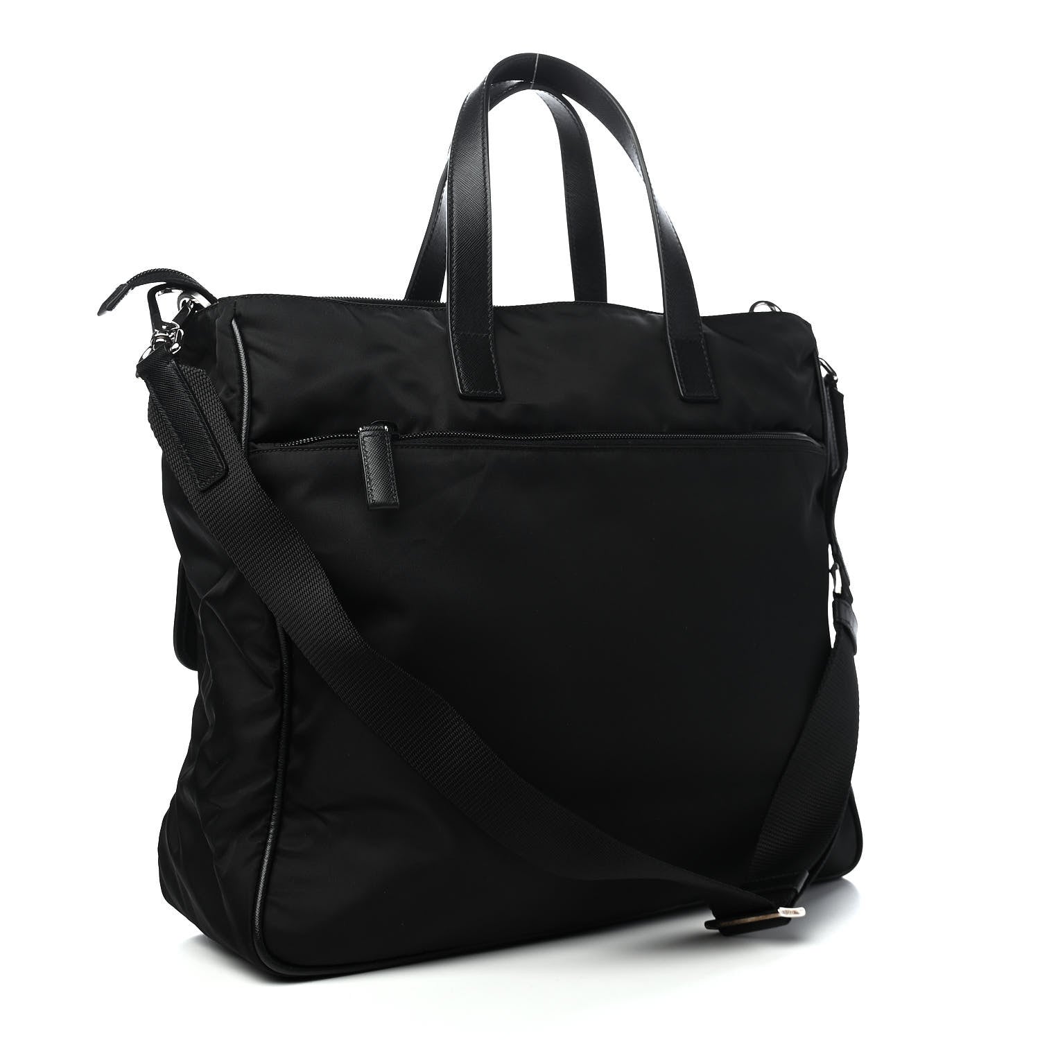 Prada Nylon Saffiano Front Pocket Tote Black 3 of 8