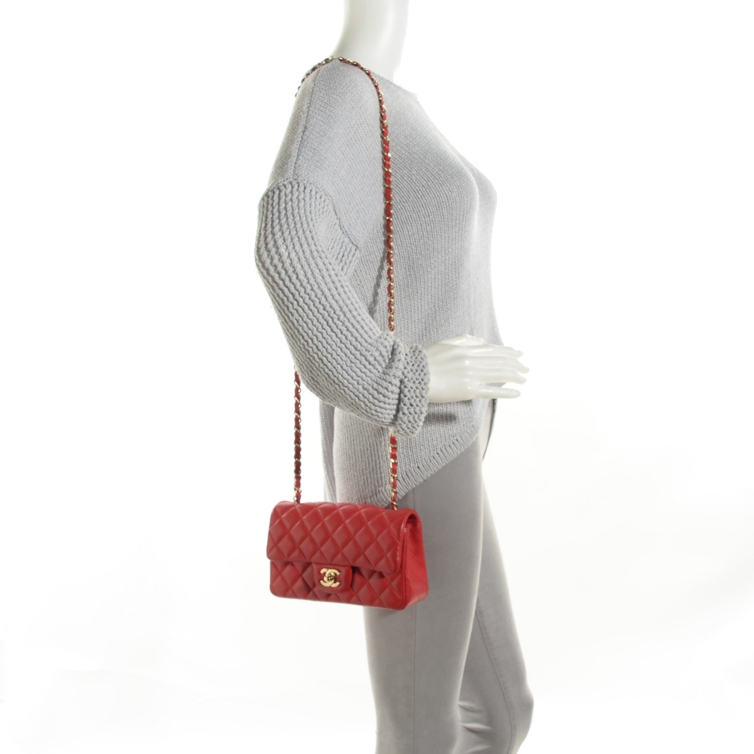 Chanel Lambskin Quilted Mini Rectangular Flap Red 2 of 11