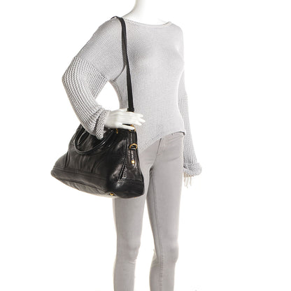 Prada Cervo Shine Dome Satchel Black 3 of 10