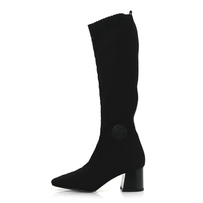 Hermes Knit Calfskin Fontaine 60 Boots 37.5 Black 1 of 11