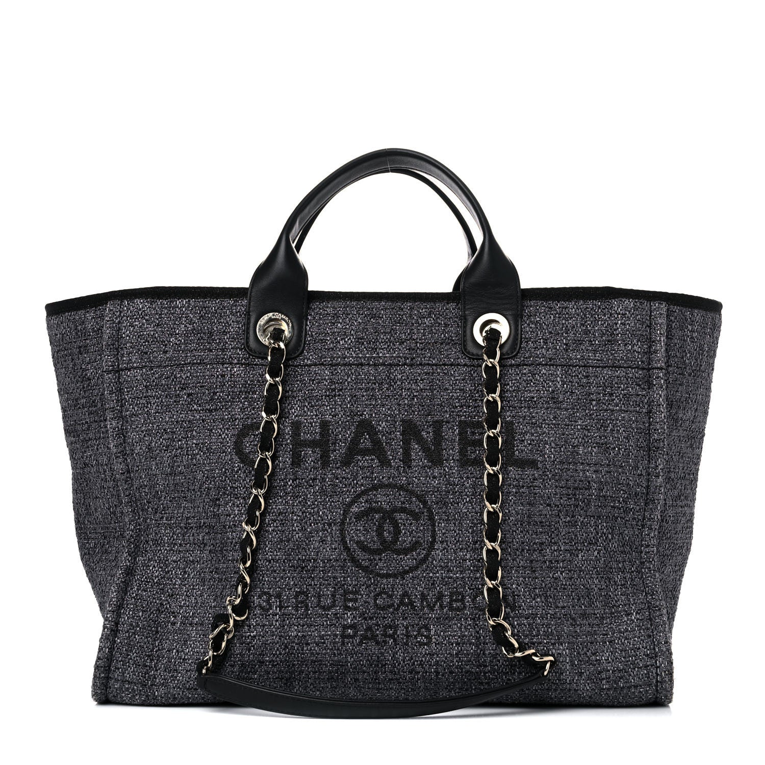 Chanel Woven Straw Raffia Medium Deauville Tote Grey 1 of 12