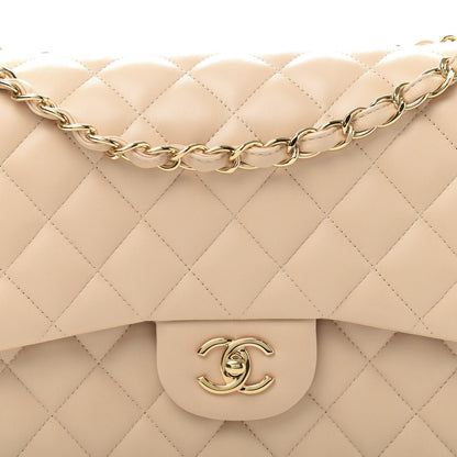 Chanel Lambskin Quilted Jumbo Double Flap Beige Clair 12 of 13