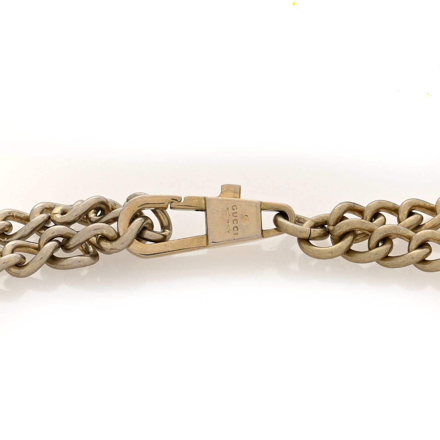Metal Chain Crystal Torchon Double G Belt Gold