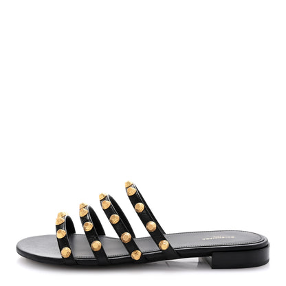 Balenciaga Agneau Lambskin Giant Gold Stud Sandals 41 Black 1 of 10