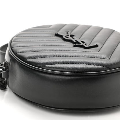 Saint Laurent Calfskin Matelasse Chevron Round Vinyle Camera Bag Black 8 of 9