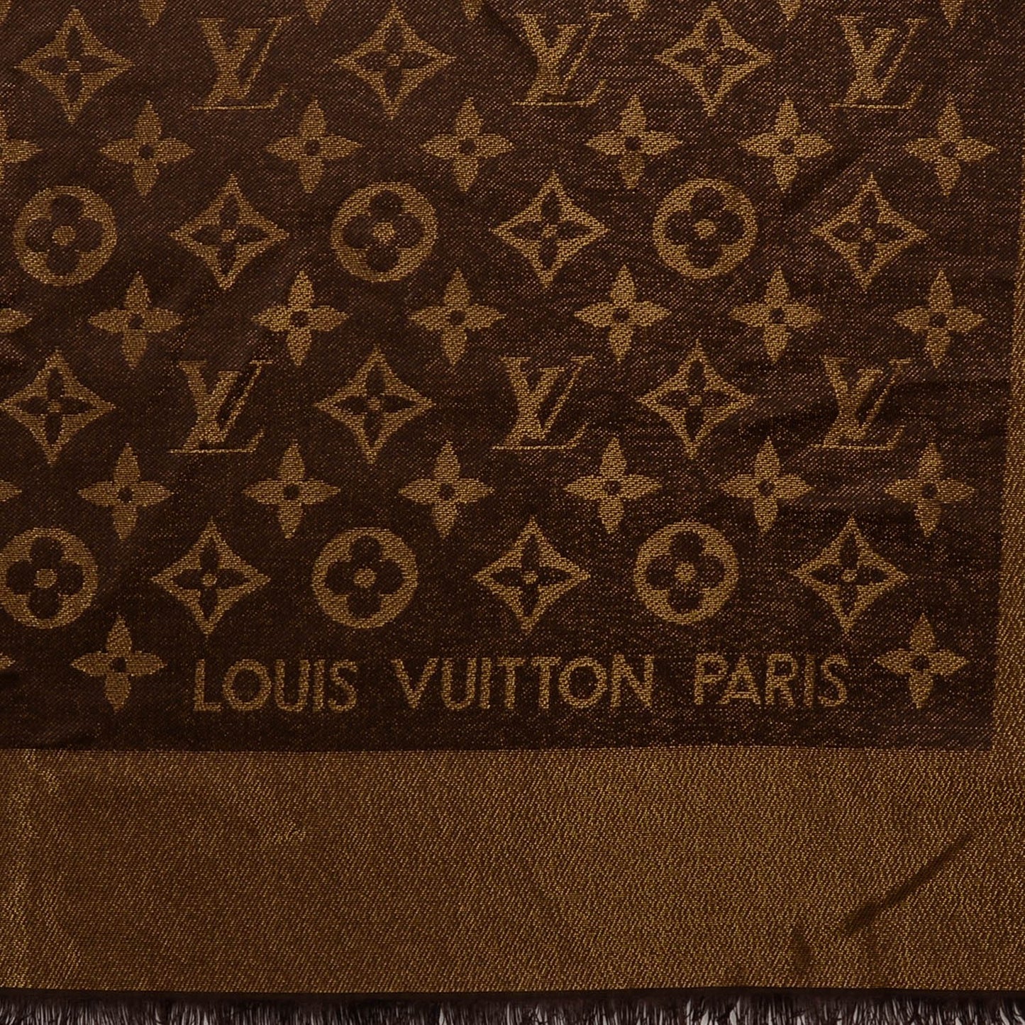 Silk Lurex Wool Monogram Shine Shawl Marron